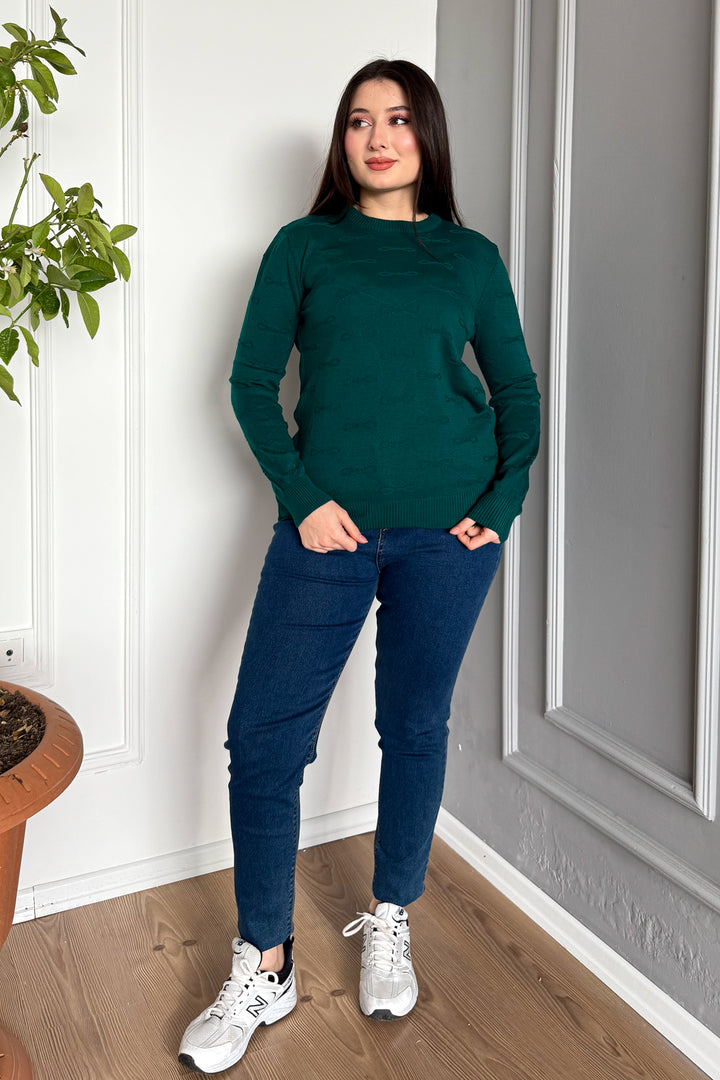 MPL Woman Bow Patterned Sweater 5192 - Wood Buffalo
