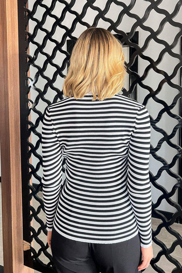 MPL Women's Polo Neck Striped Sweater 5308 - La Huacana