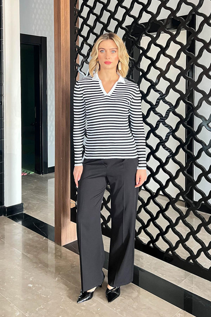 MPL Women's Polo Neck Striped Sweater 5308 - La Huacana