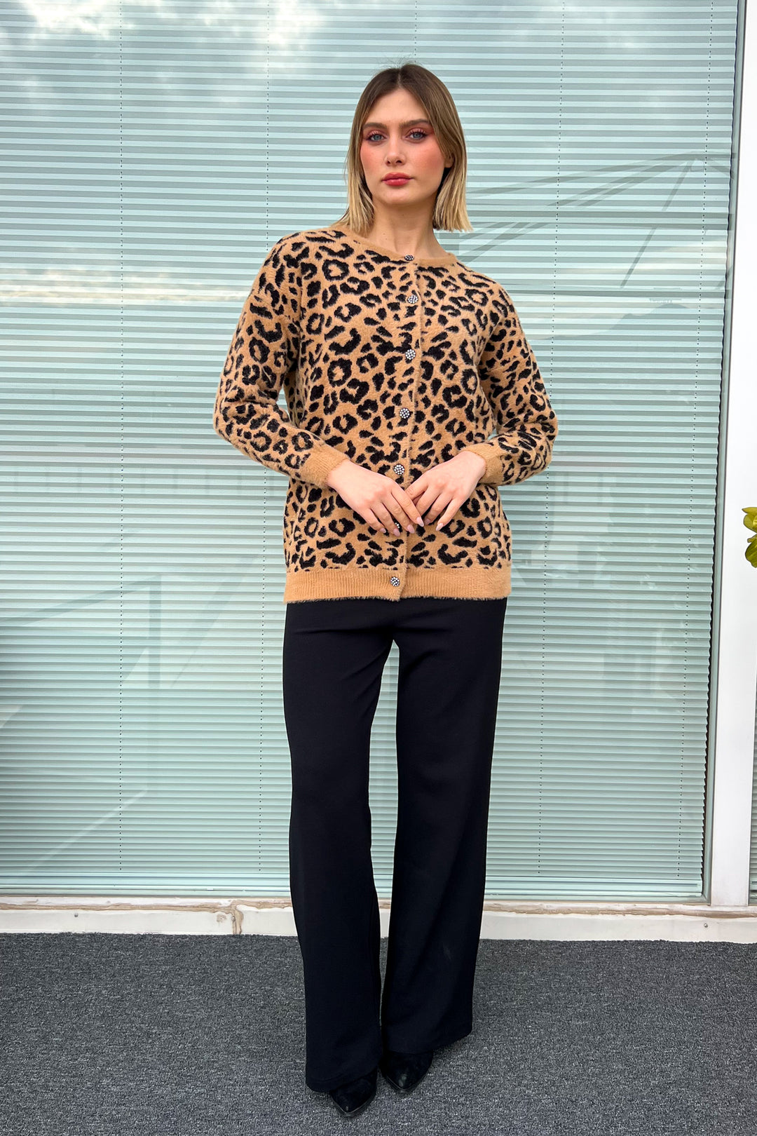MPL Women's Leopard Pattern Soft Cardigan 5675 - Jackson