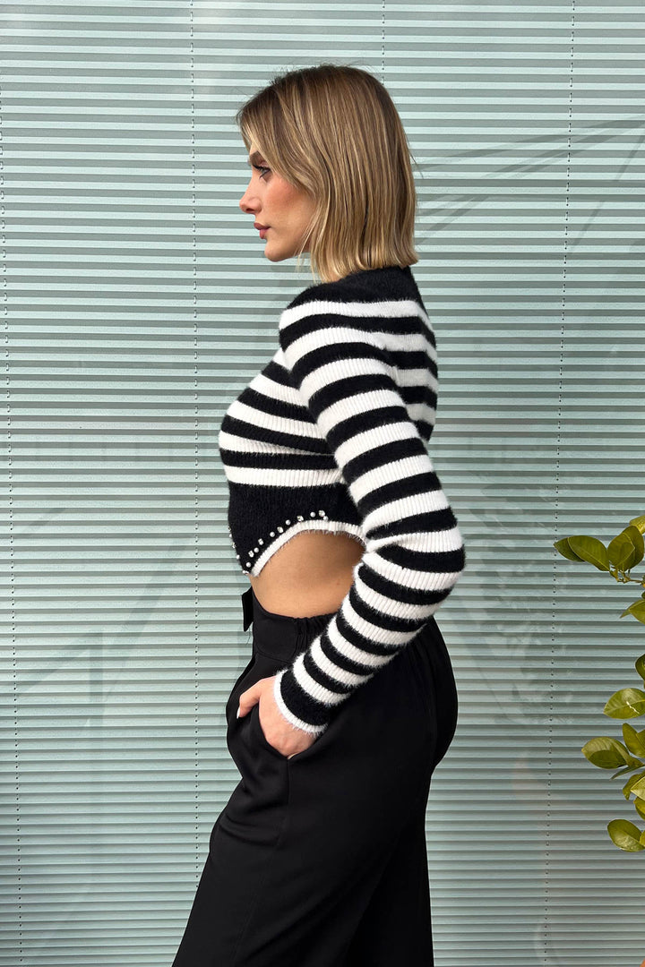 MPL Women's Striped Crop Sweater 6611 - Jackson