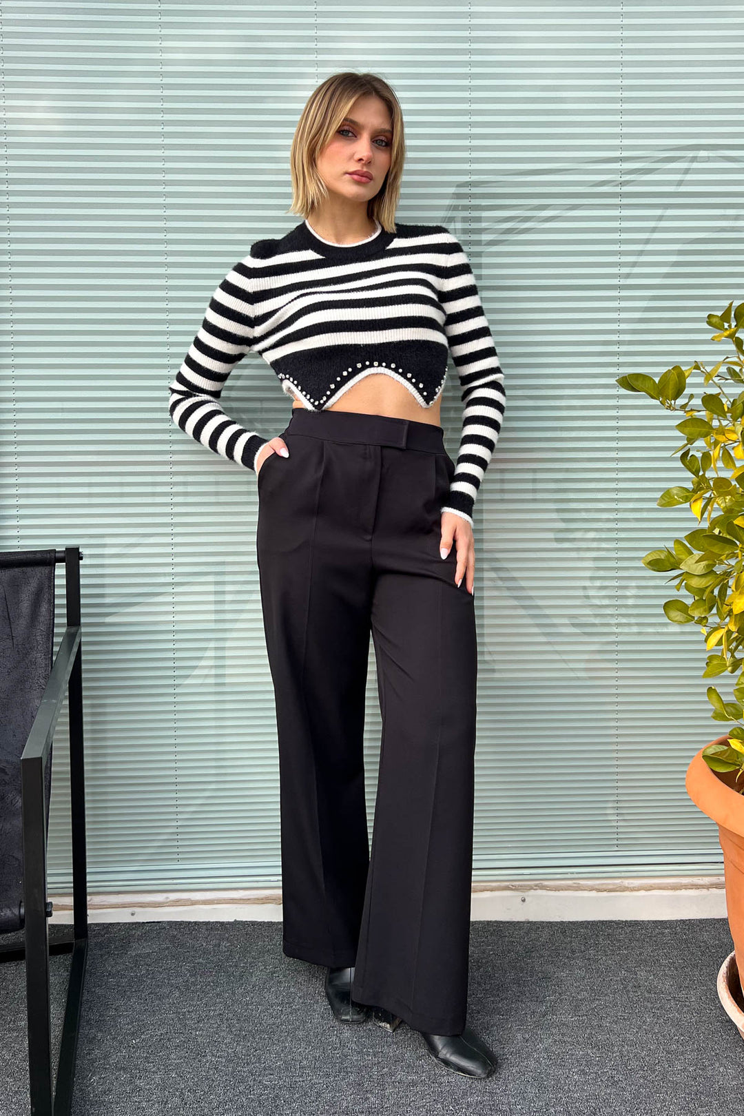 MPL Women's Striped Crop Sweater 6611 - Jackson