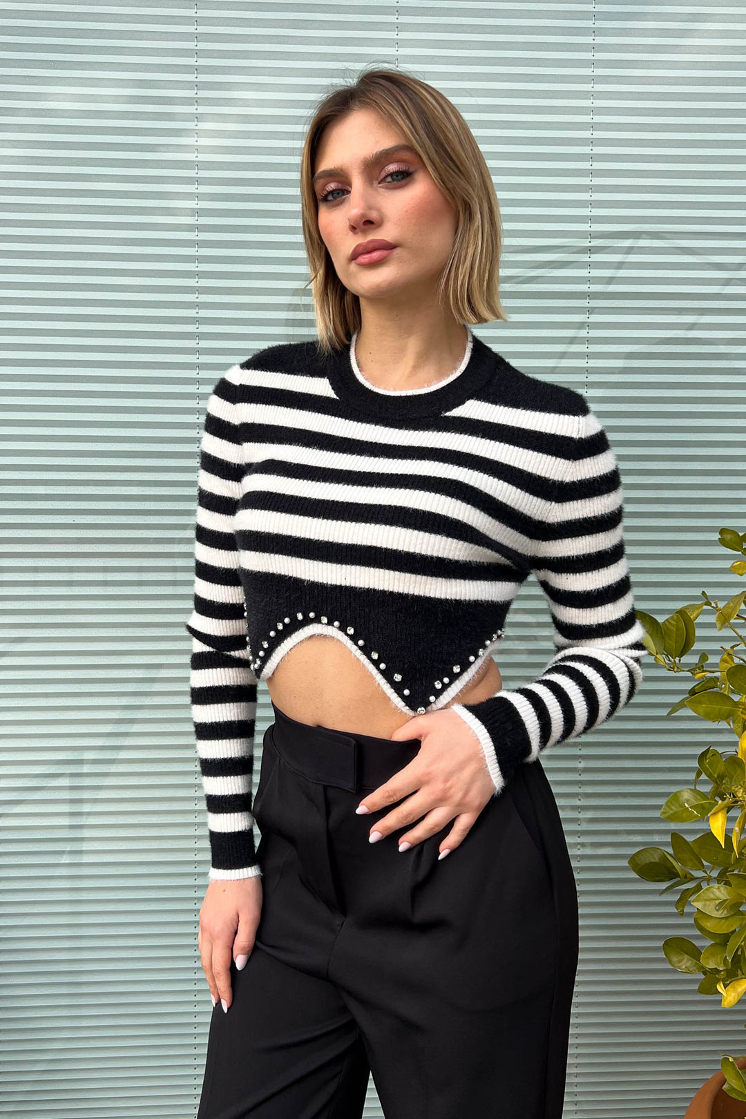 MPL Women's Striped Crop Sweater 6611 - Jackson