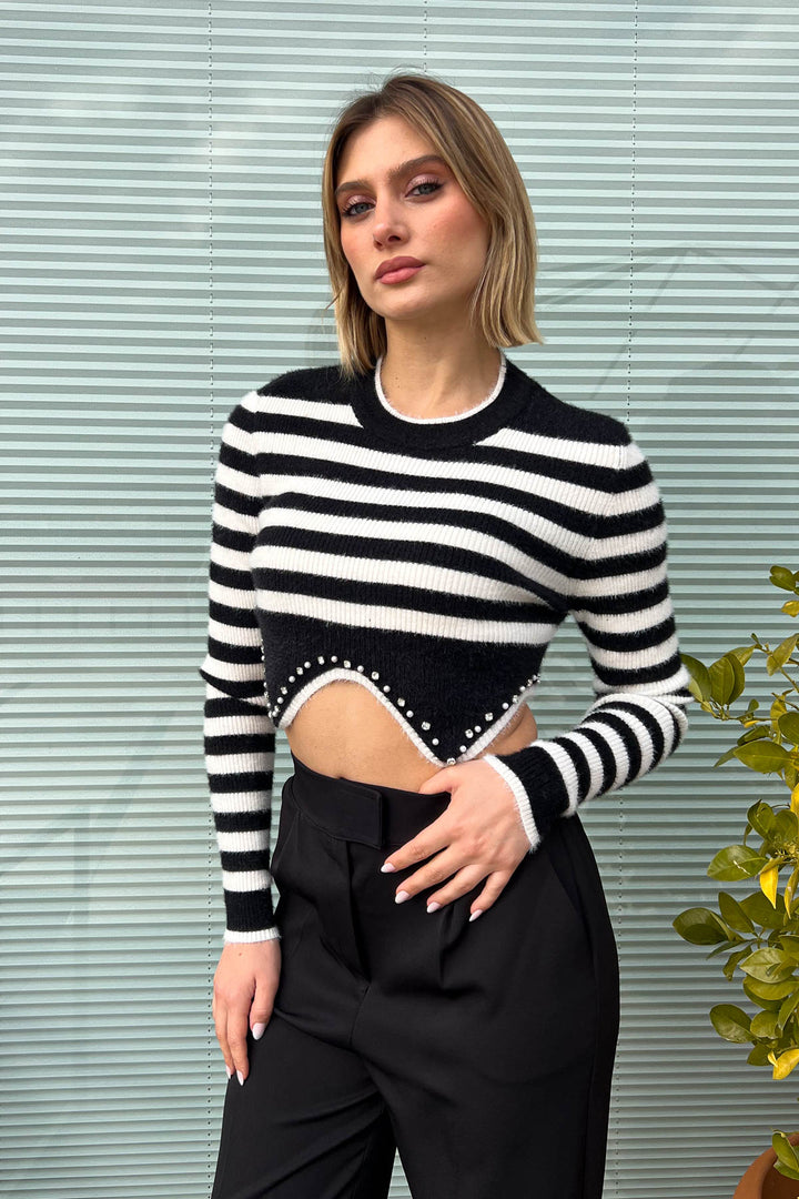 MPL Women's Striped Crop Sweater 6611 - Jackson