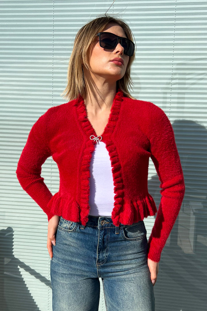MPL Woman Brooch Ruffled Crop Cardigan 6801 - Rennes