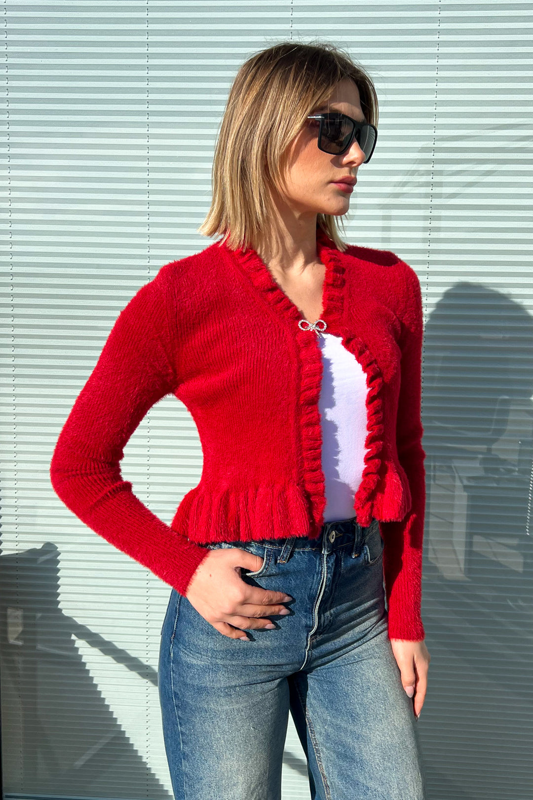 MPL Woman Brooch Ruffled Crop Cardigan 6801 - Rennes