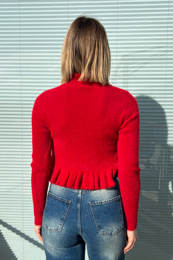 MPL Woman Brooch Ruffled Crop Cardigan 6801 - Rennes