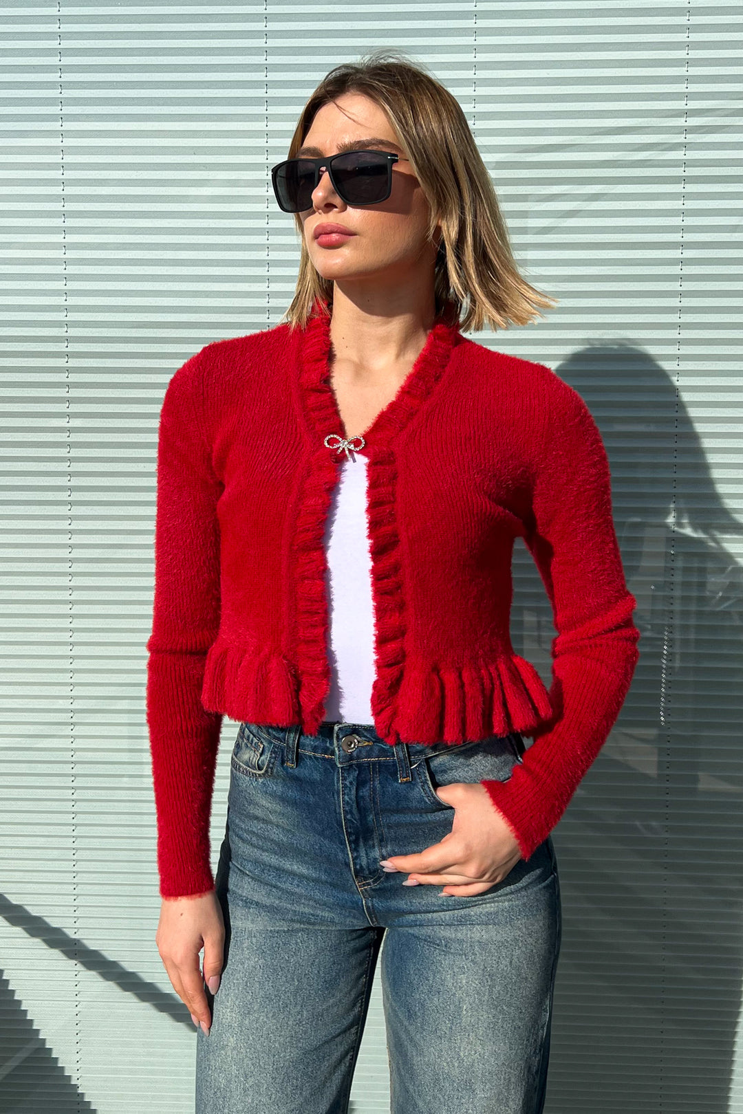 MPL Woman Brooch Ruffled Crop Cardigan 6801 - Rennes