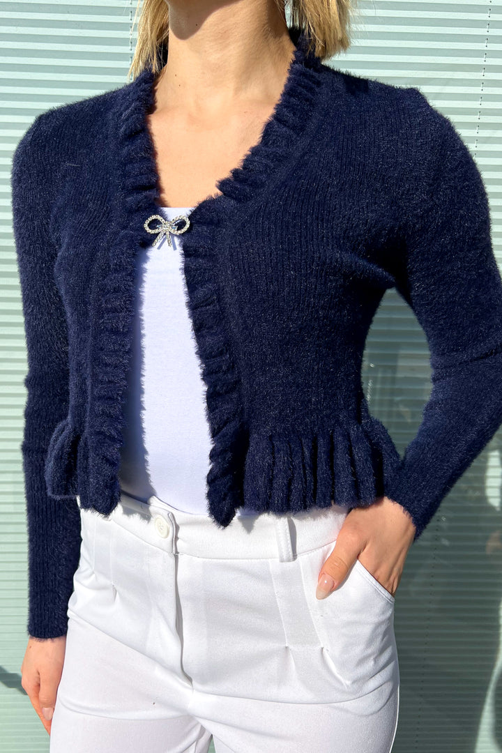 MPL Woman Brooch Ruffled Crop Cardigan 6801 - Glyfáda