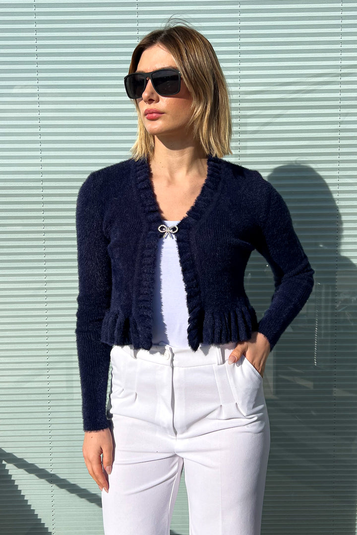 MPL Woman Brooch Ruffled Crop Cardigan 6801 - Glyfáda