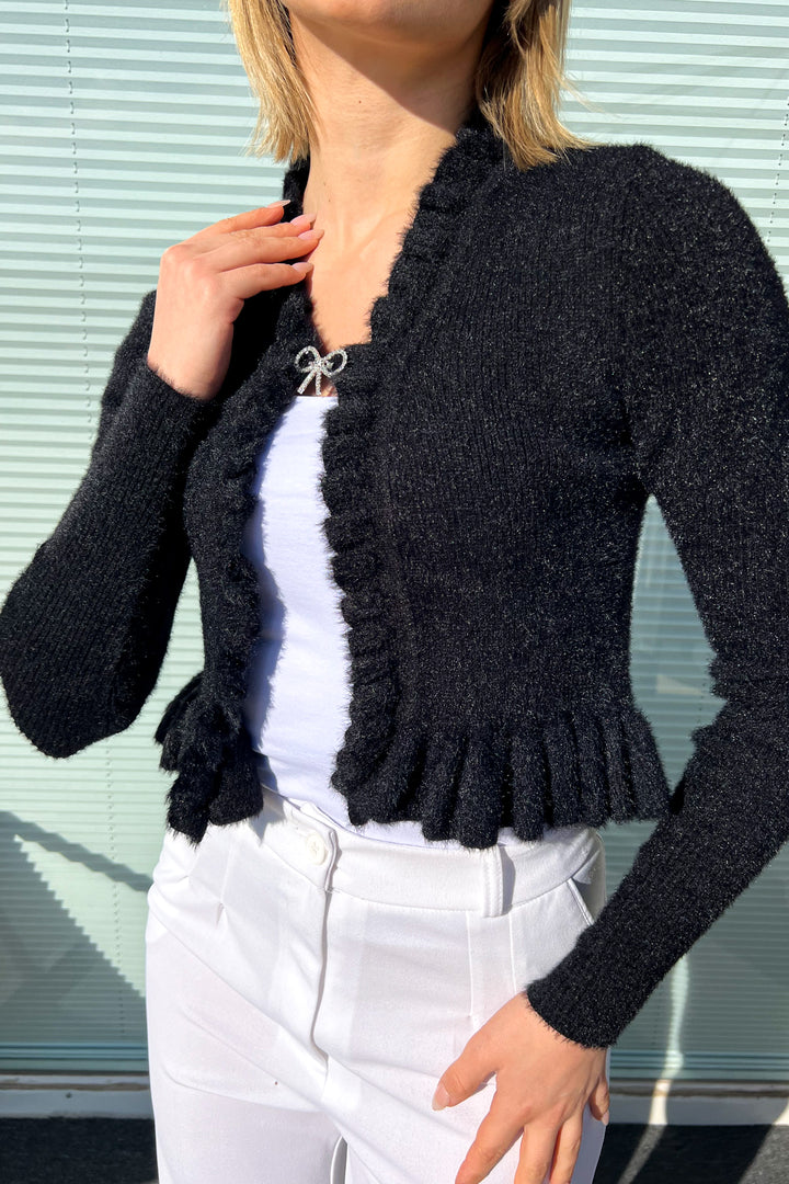 MPL Woman Brooch Ruffled Crop Cardigan 6801 - Repentigny