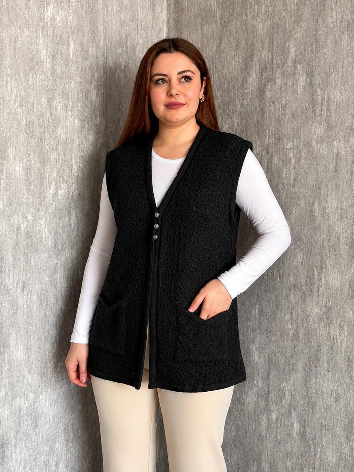 MPL Kadın 3 Düğmeli Triko Anne Yelek - Horsham