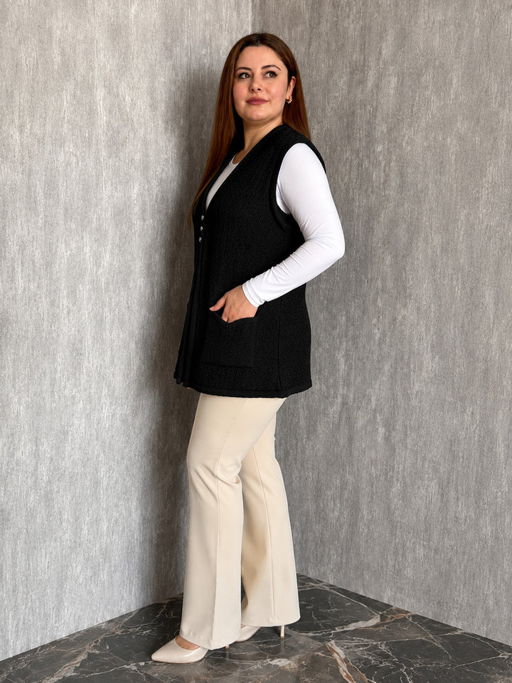 MPL Kadın 3 Düğmeli Triko Anne Yelek - Horsham