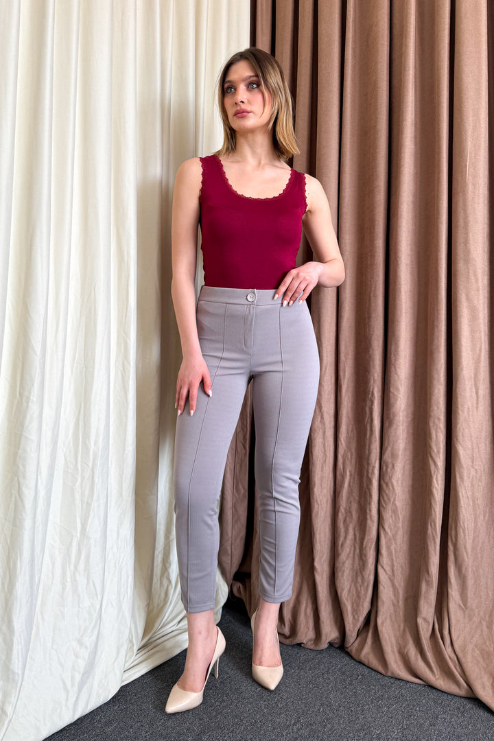 MPL Woman Crepe Carrot Leg Pants 3857 - Leer