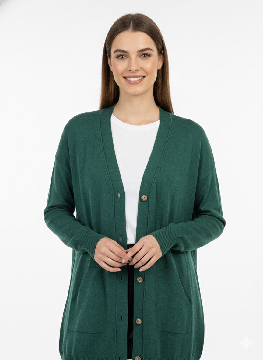 MPL Woman's Pocketed Loose Cardigan 5574 - Brentwood