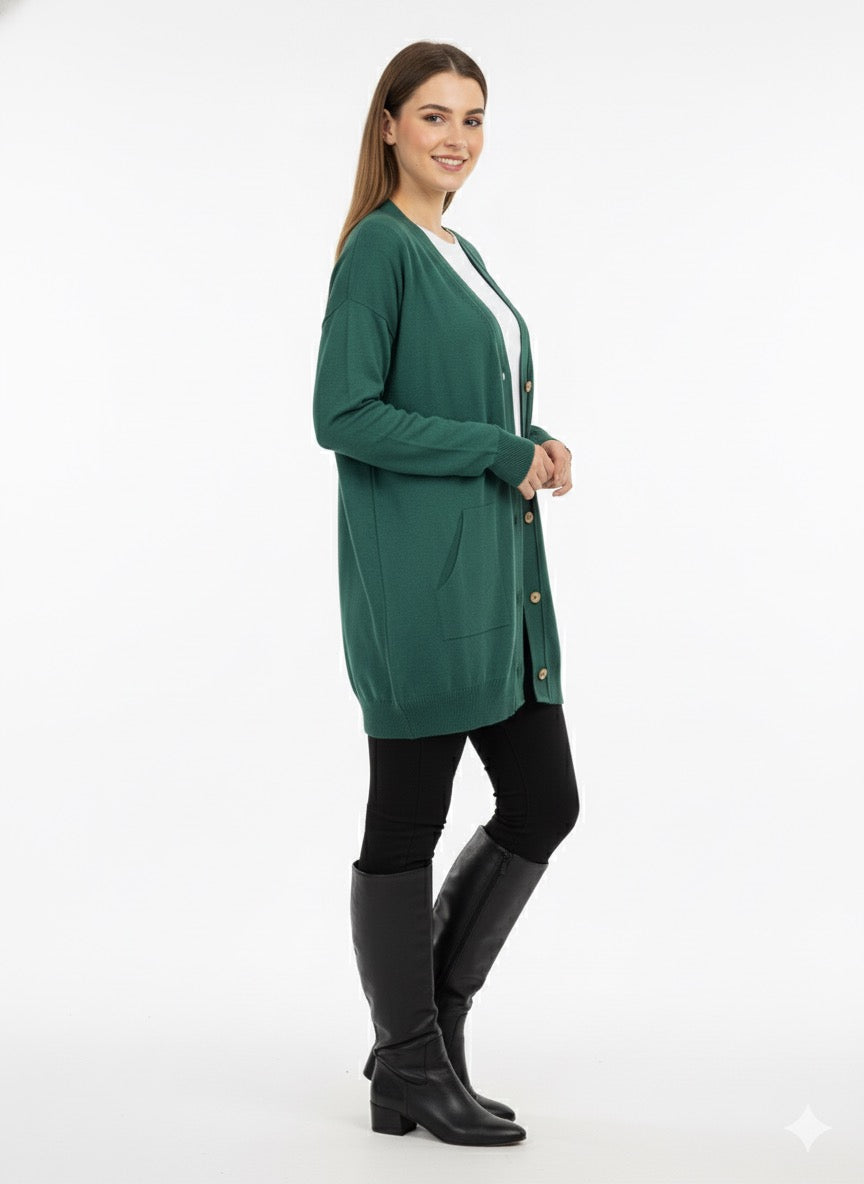 MPL Woman's Pocketed Loose Cardigan 5574 - Brentwood