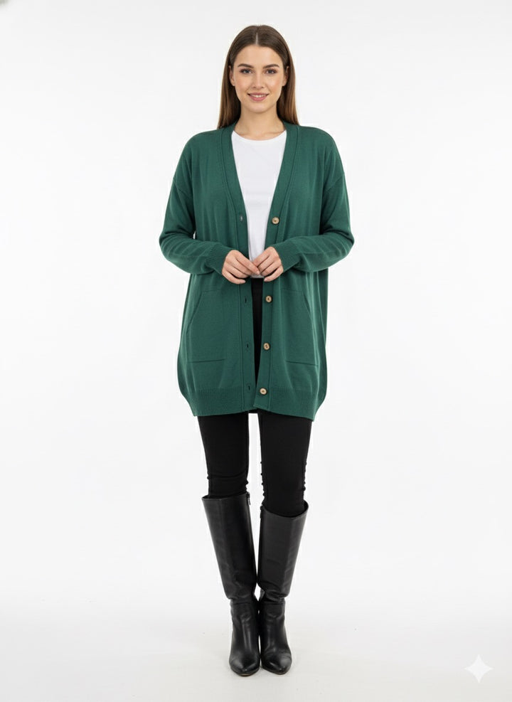 MPL Woman's Pocketed Loose Cardigan 5574 - Brentwood