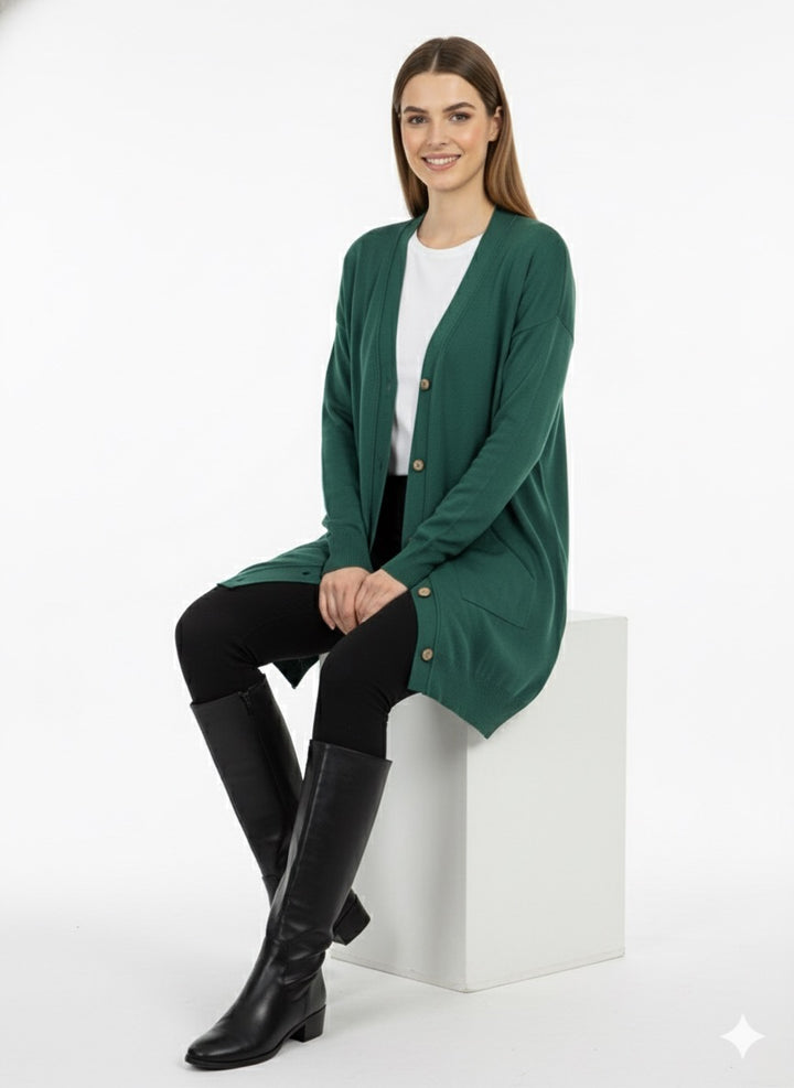 MPL Woman's Pocketed Loose Cardigan 5574 - Brentwood