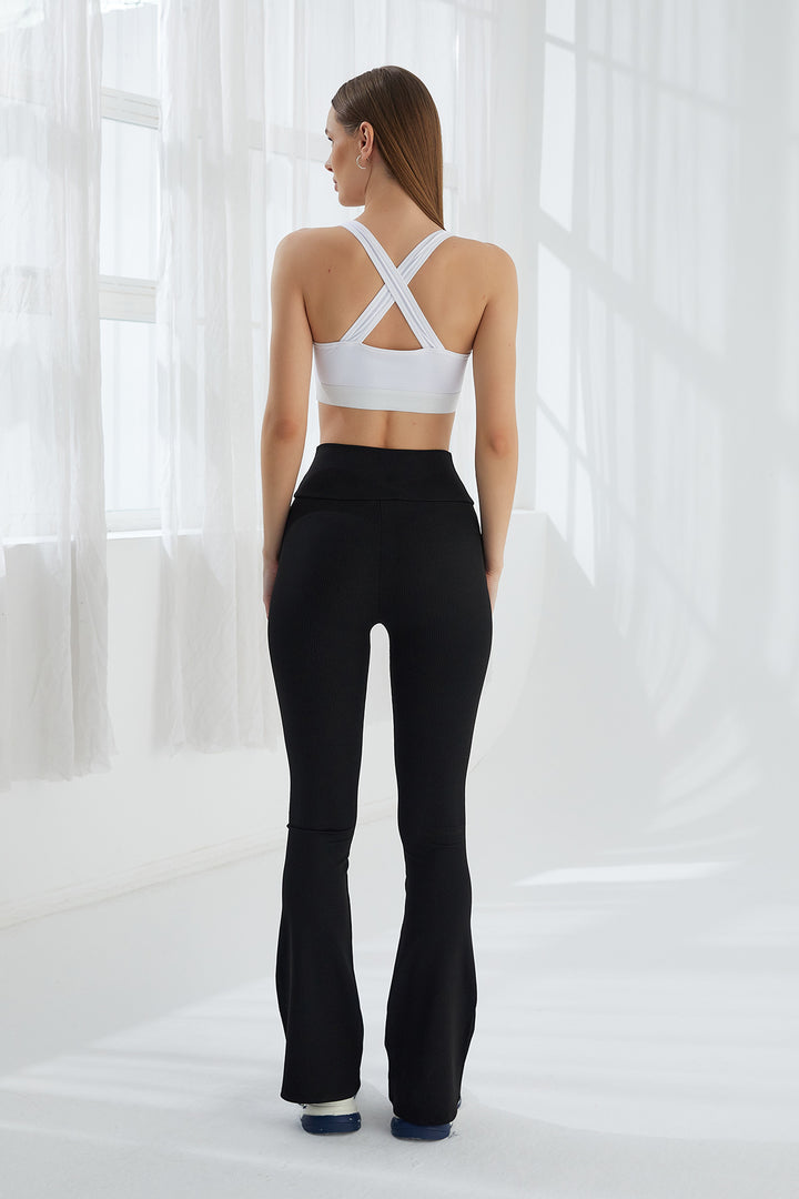 MPL Women's High Waisted Flared Spanish Pants Leggings 0576 - Edison