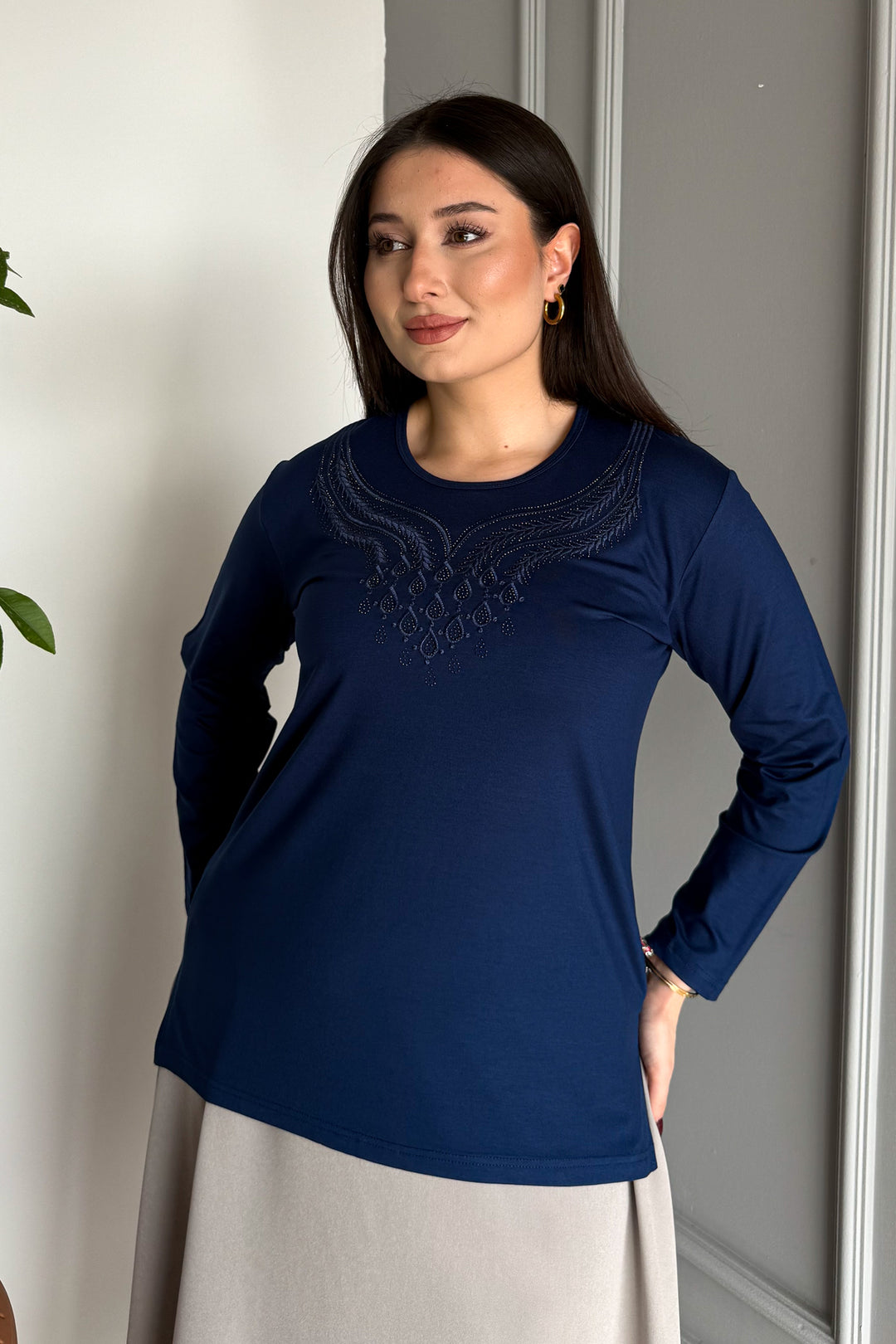 MPL Woman's Blouse with Stone Embroidery 01 - Annecy