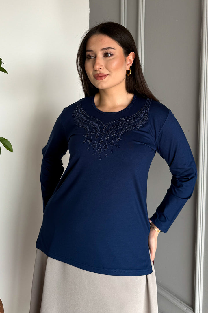MPL Woman's Blouse with Stone Embroidery 01 - Annecy