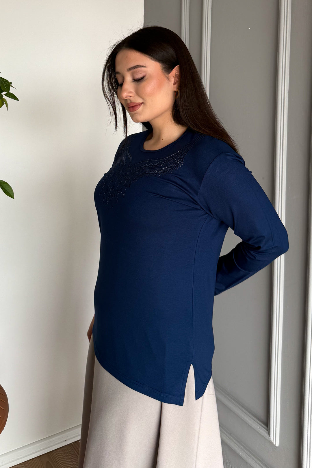 MPL Woman's Blouse with Stone Embroidery 01 - Annecy