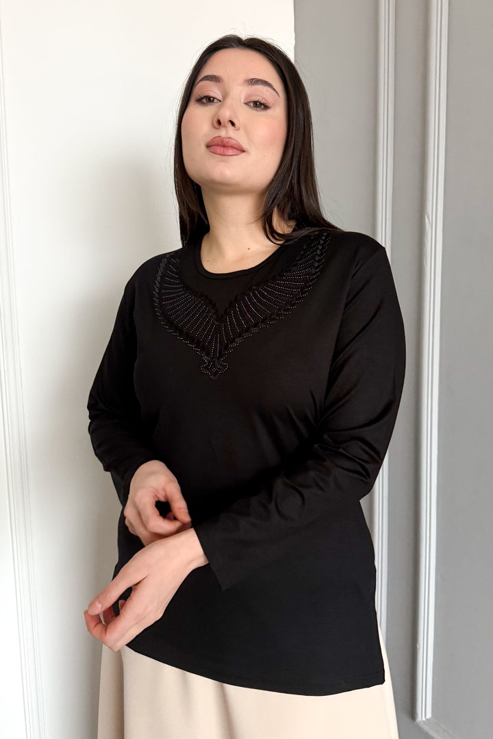 MPL Woman's Stone-Embellished Knit Blouse 09 - Coeur dAlene