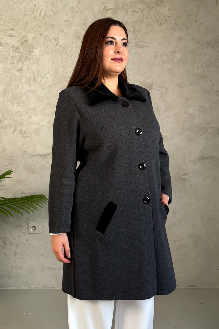 MPL Women's Collar Fur Long Knit Cardigan - Cumberland