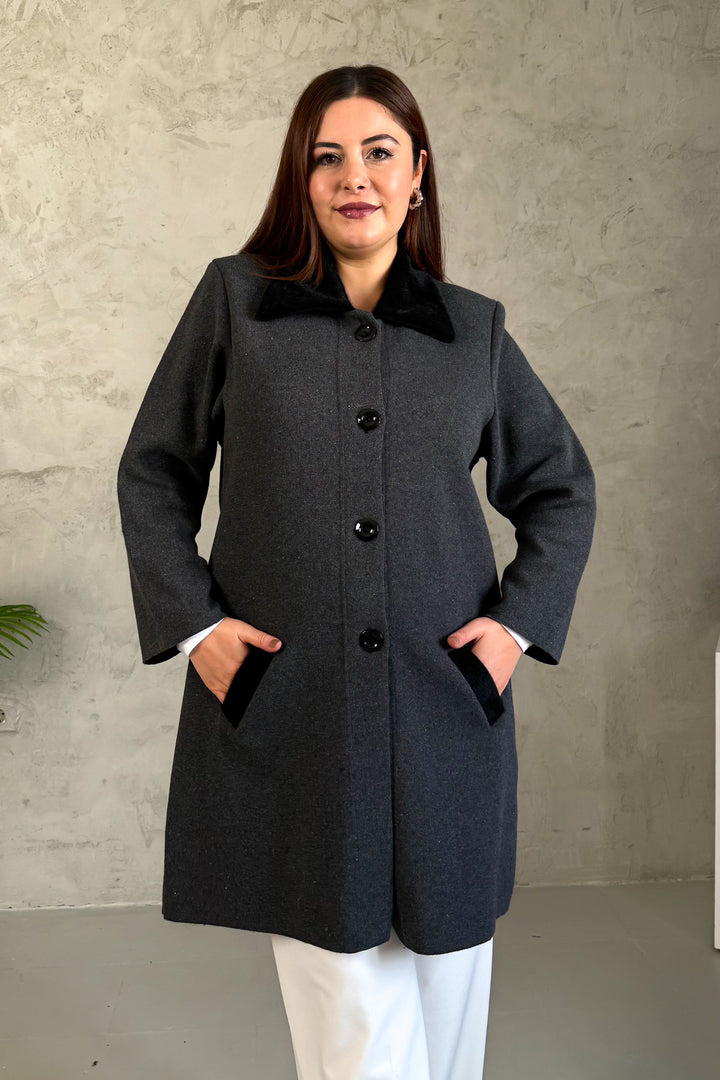 MPL Women's Collar Fur Long Knit Cardigan - Cumberland