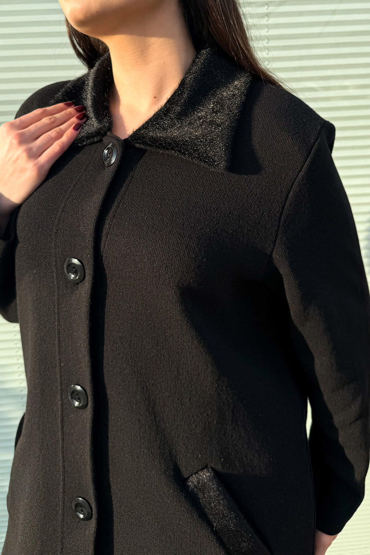 MPL Women's Collar Fur Long Knit Cardigan - Hückelhoven