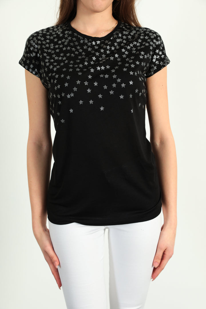 MPL Women's Star Print Loose Fit T-shirt 102by020093 - Pessac