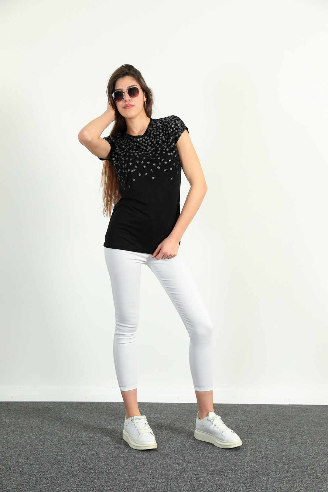 MPL Women's Star Print Loose Fit T-shirt 102by020093 - Pessac
