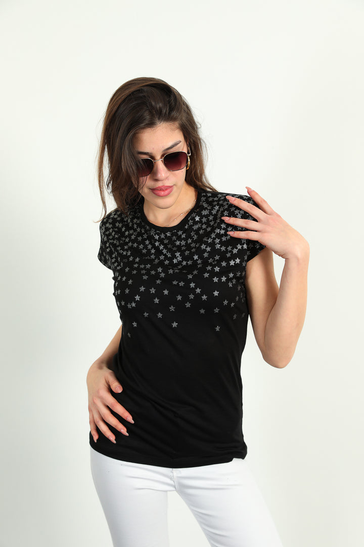 MPL Women's Star Print Loose Fit T-shirt 102by020093 - Pessac