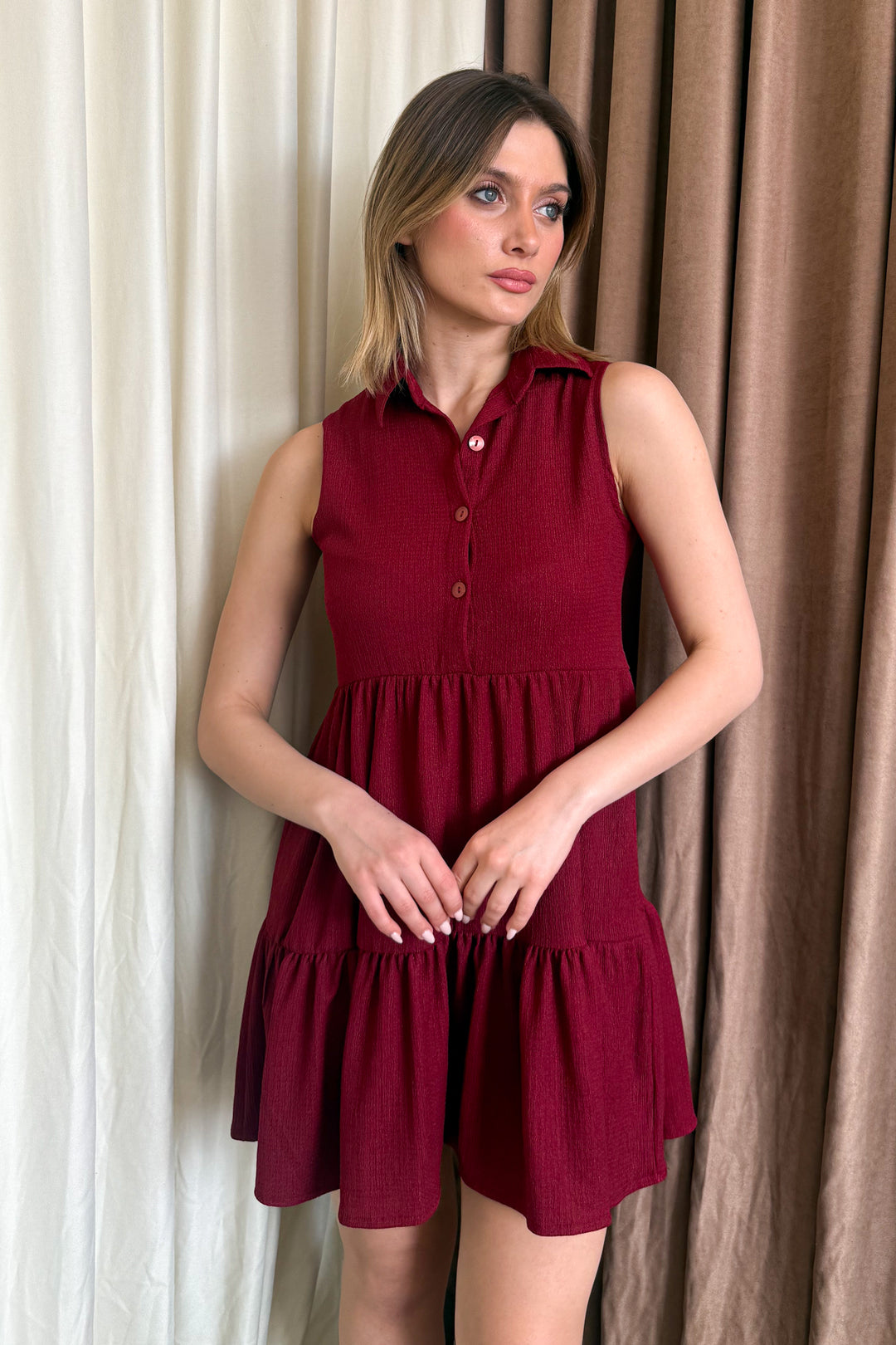 MPL Women's Front Buttoned Polo Neck Dress 5599 - Clovis