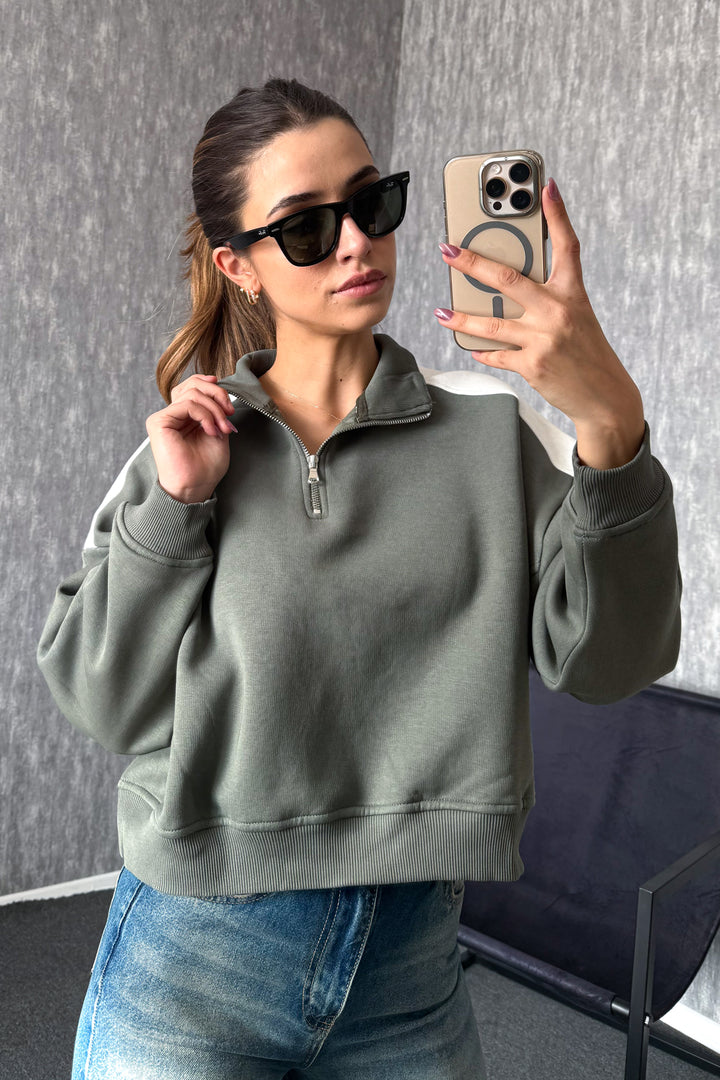 MPL Women's Zippered Shirt Collar Sweatshirt 21986 - Milton