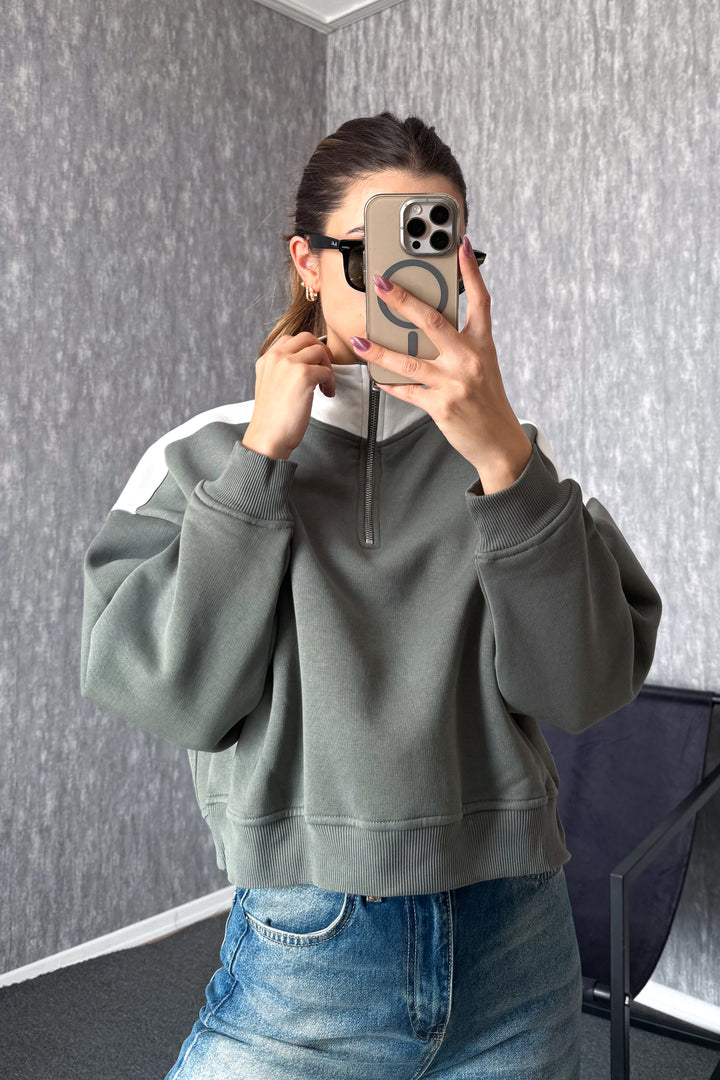 MPL Women's Zippered Shirt Collar Sweatshirt 21986 - Milton