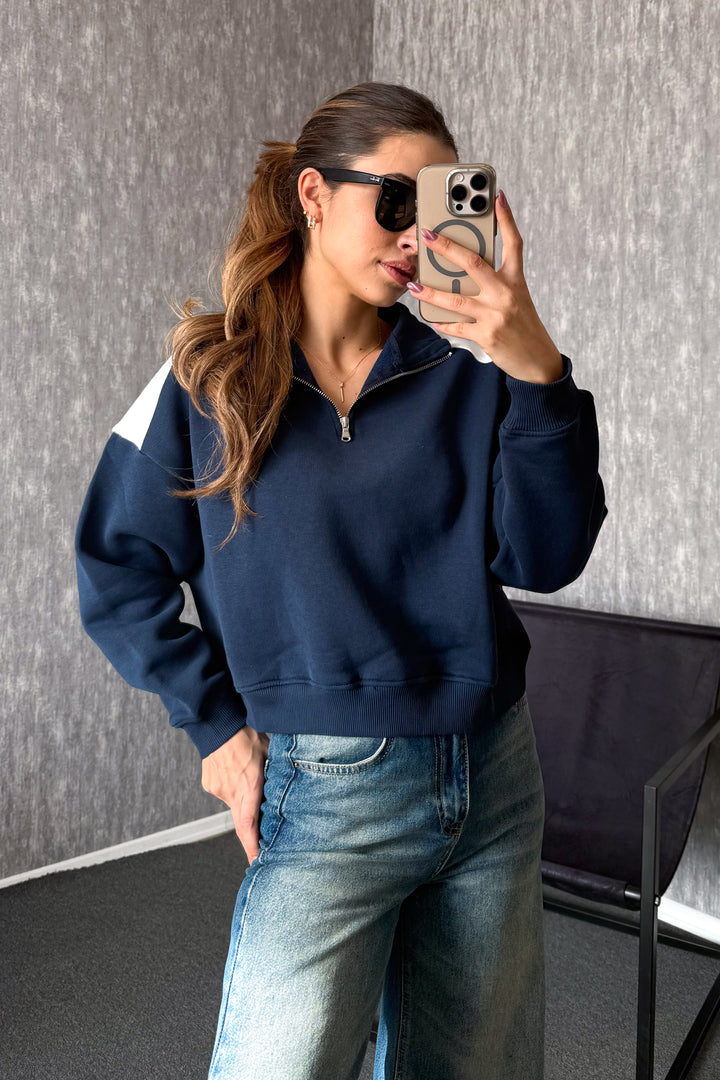 MPL Women's Zippered Shirt Collar Sweatshirt 21986 - The Colony