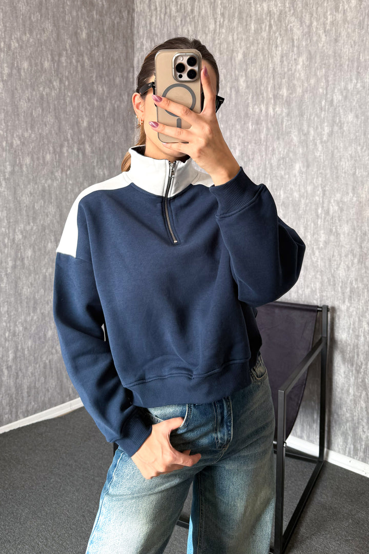 MPL Women's Zippered Shirt Collar Sweatshirt 21986 - The Colony