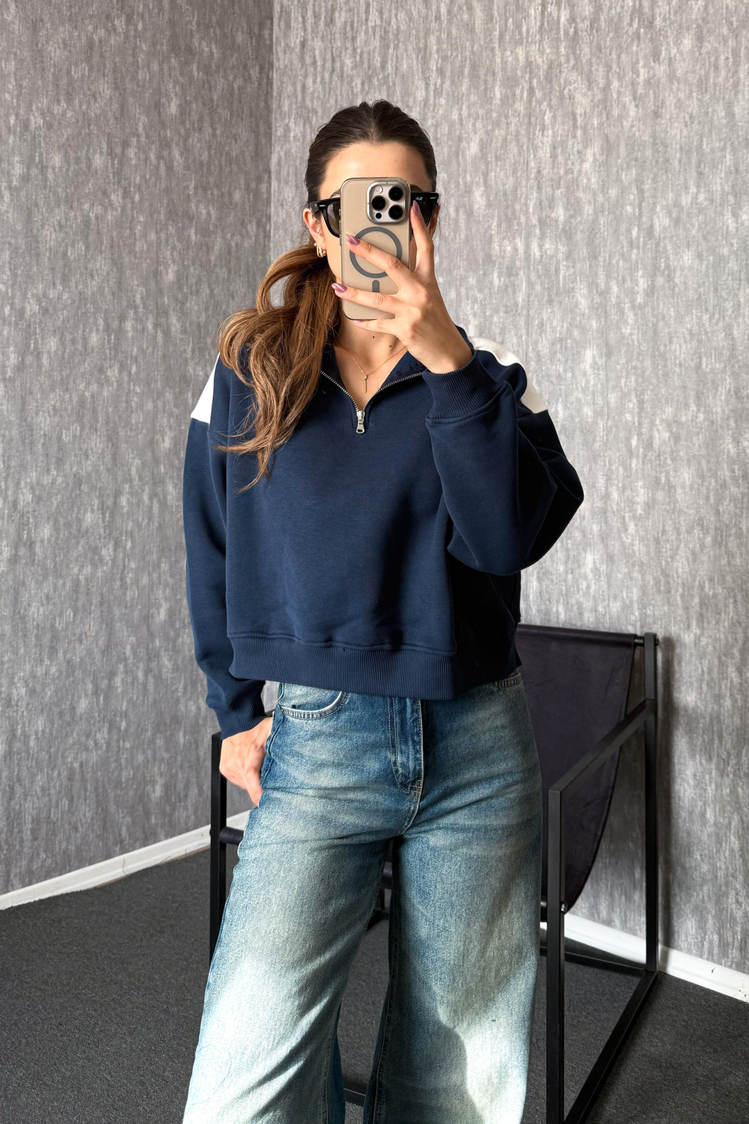 MPL Women's Zippered Shirt Collar Sweatshirt 21986 - The Colony