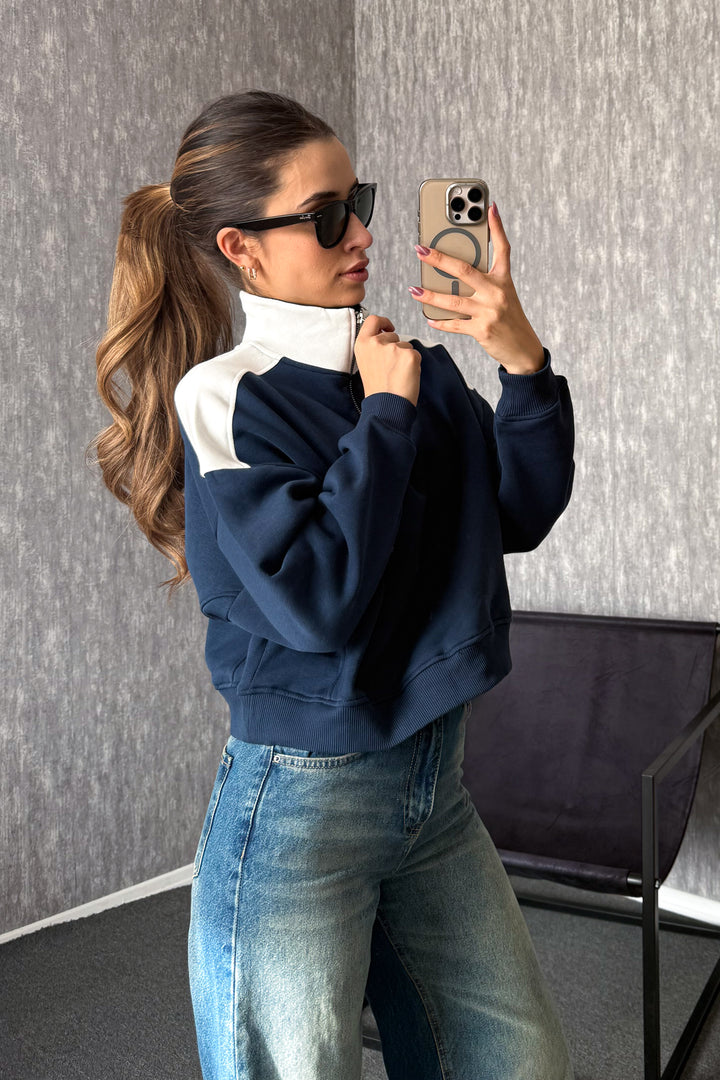 MPL Women's Zippered Shirt Collar Sweatshirt 21986 - The Colony