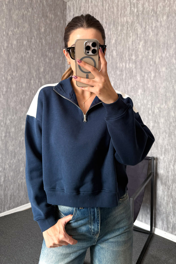 MPL Women's Zippered Shirt Collar Sweatshirt 21986 - The Colony