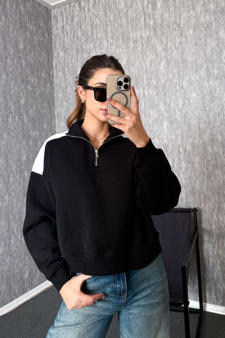 MPL Women's Zippered Shirt Collar Sweatshirt 21986 - Langen