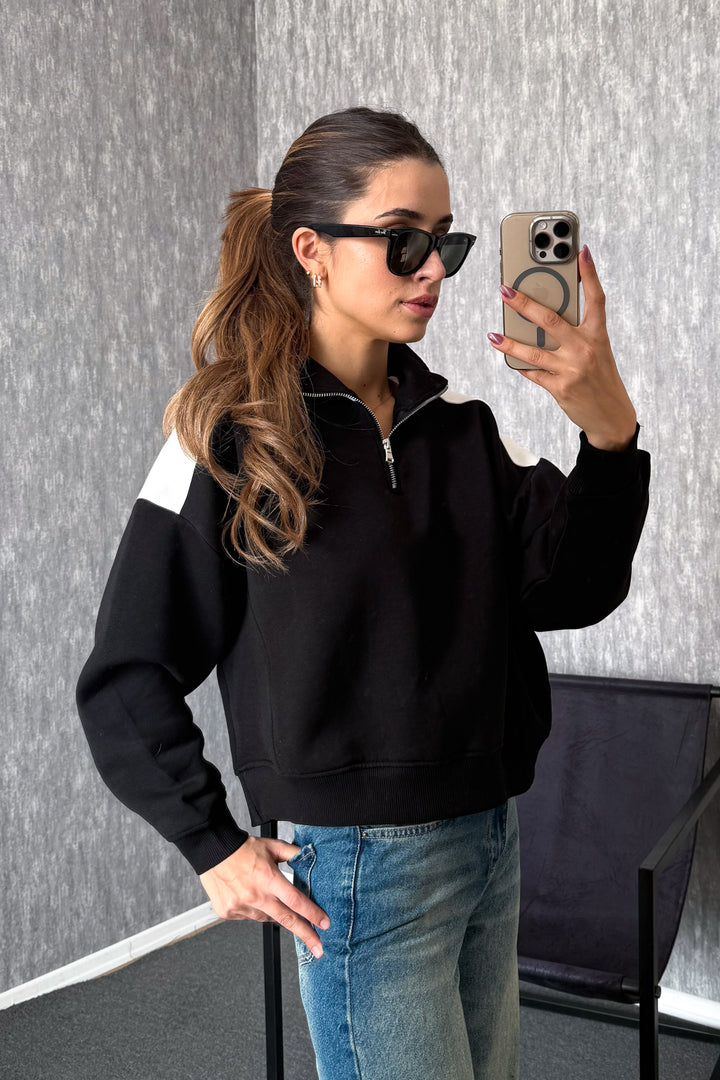 MPL Women's Zippered Shirt Collar Sweatshirt 21986 - Langen