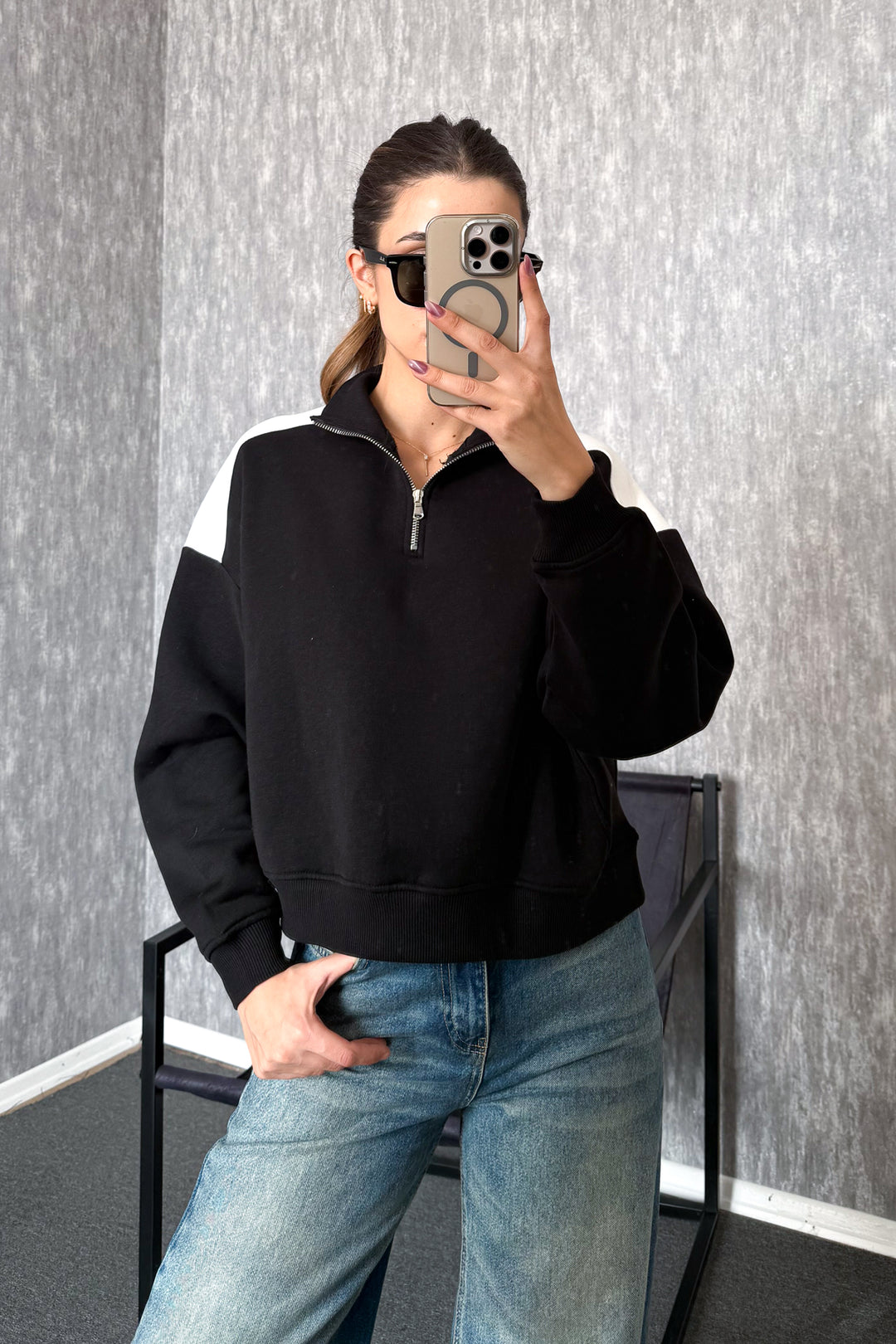 MPL Women's Zippered Shirt Collar Sweatshirt 21986 - Langen