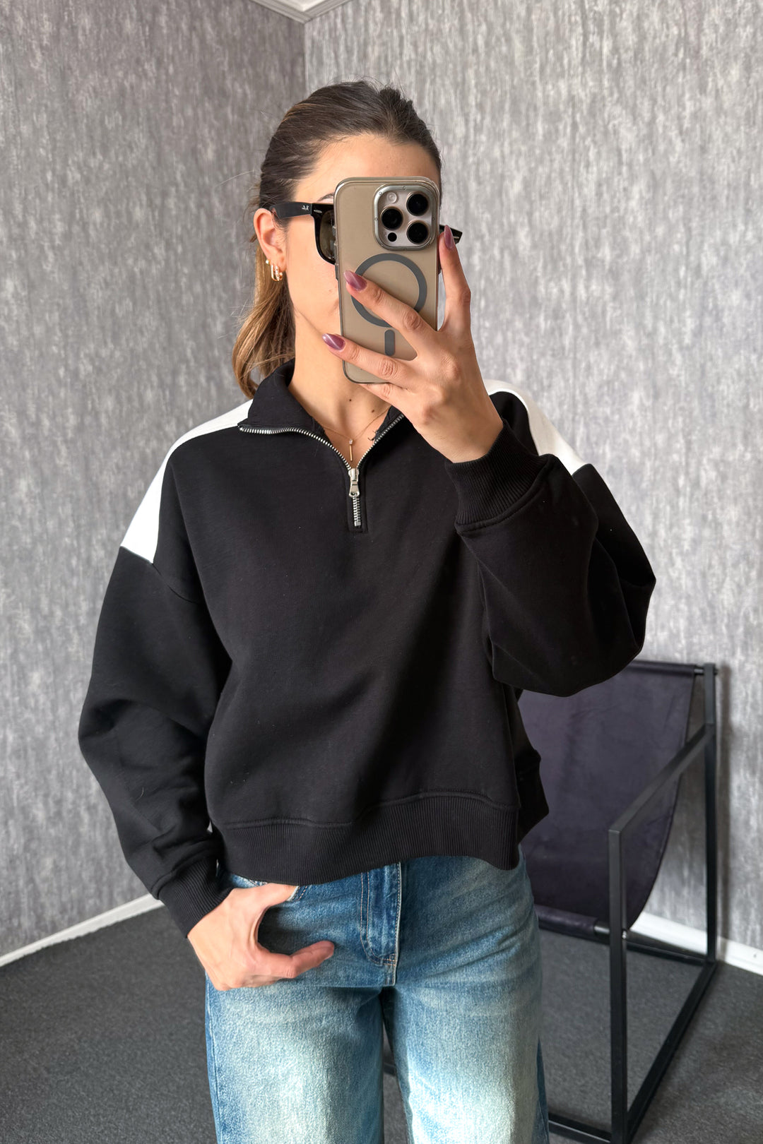 MPL Women's Zippered Shirt Collar Sweatshirt 21986 - Langen