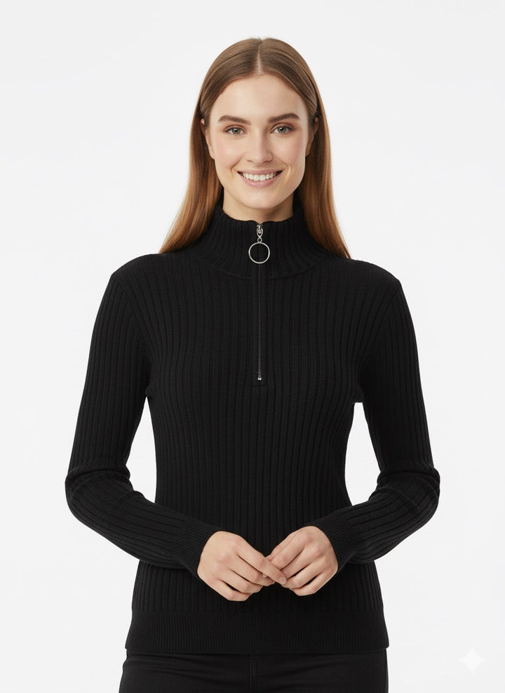 MPL Kadın Fermuarlı Gömlek Yaka Sweat 21986 - Salem