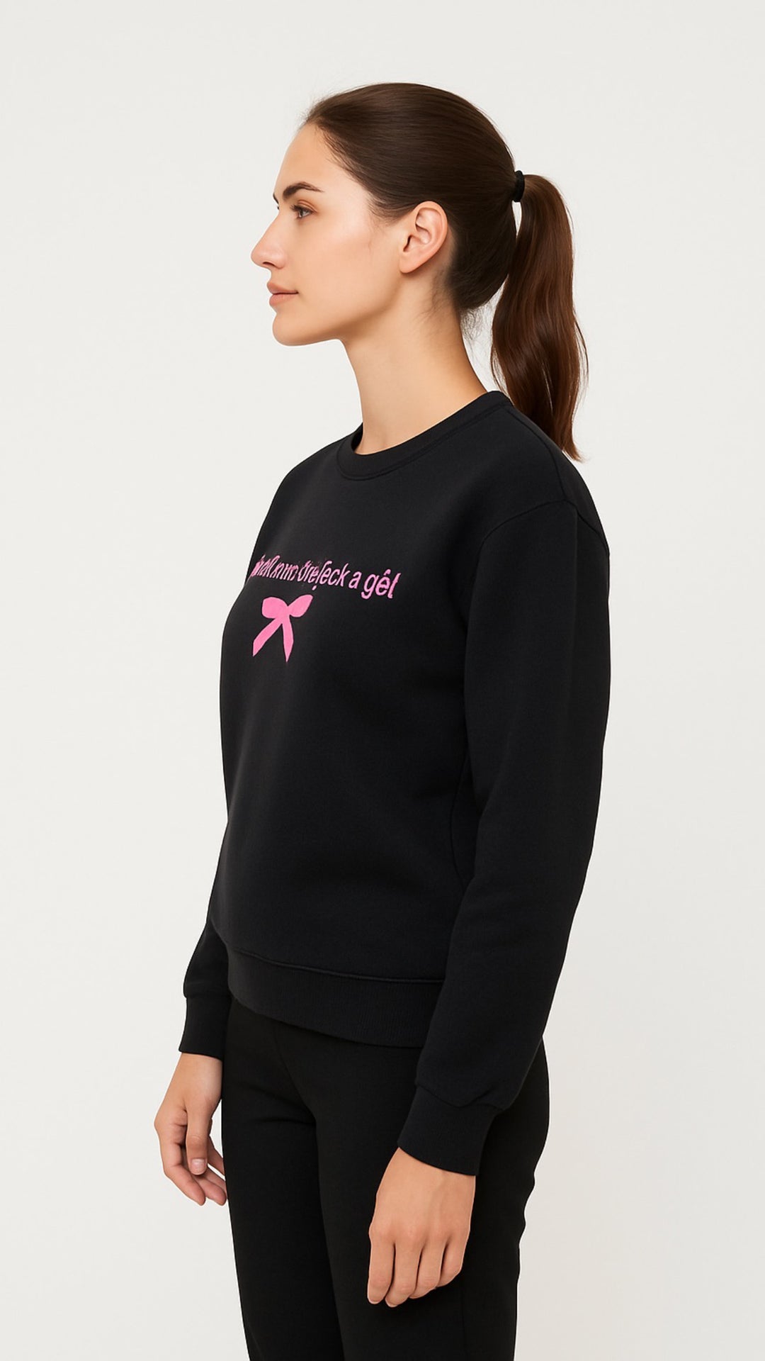 MPL Woman Bow Printed 3 Yarn Sweatshirt - Wentzville