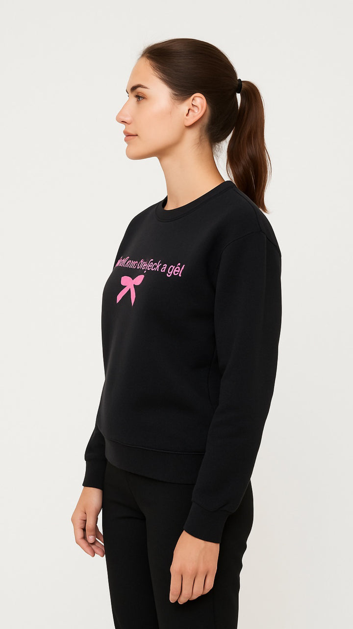 MPL Woman Bow Printed 3 Yarn Sweatshirt - Wentzville