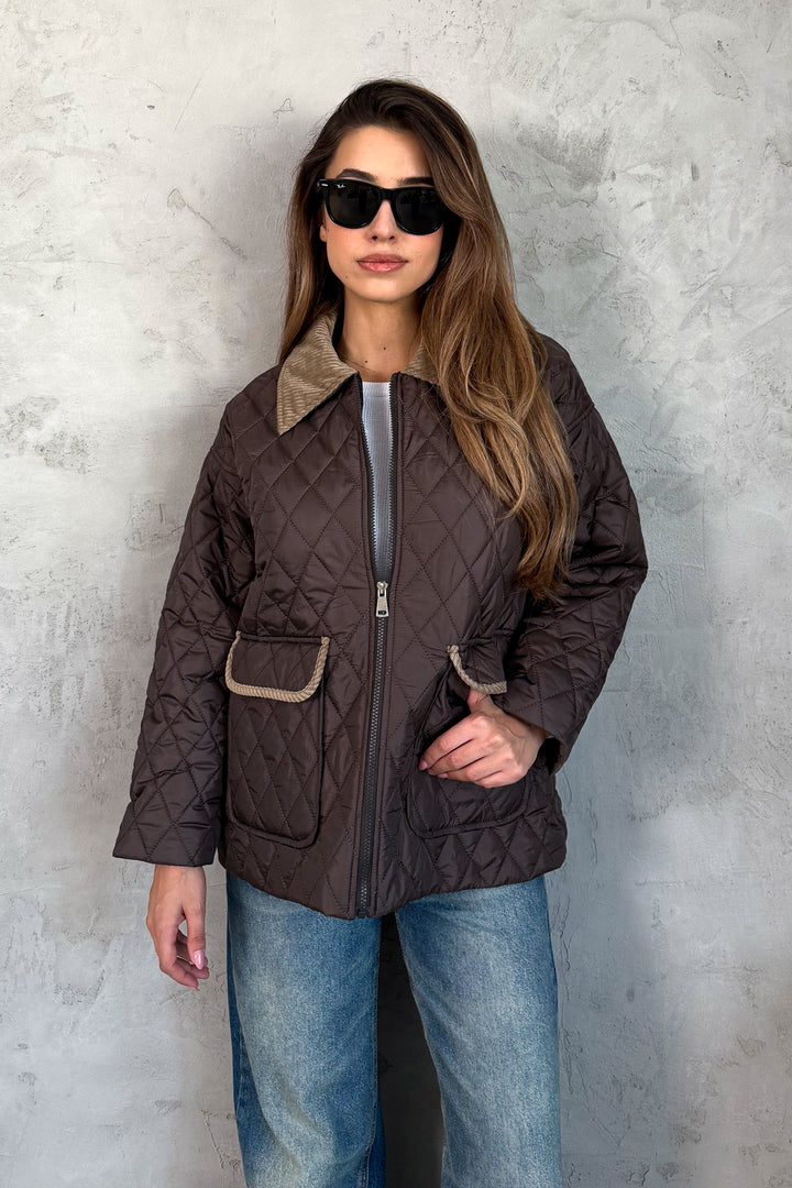 MPL Woman Velvet Collar Quilted Coat 5229 - Lakewood Ranch