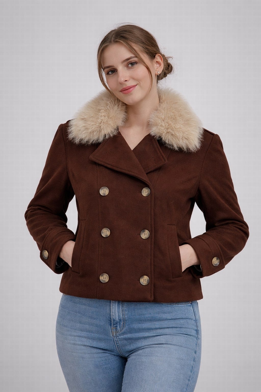 MPL Woman Cashmere Collar Fur Coat 60560 - Pervomaisk